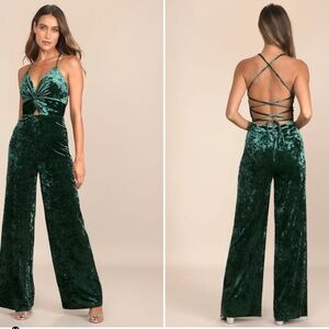 LULU's Wedding Sexy Elegant Classy Chic Party Holidays Velvet Jumpsuit